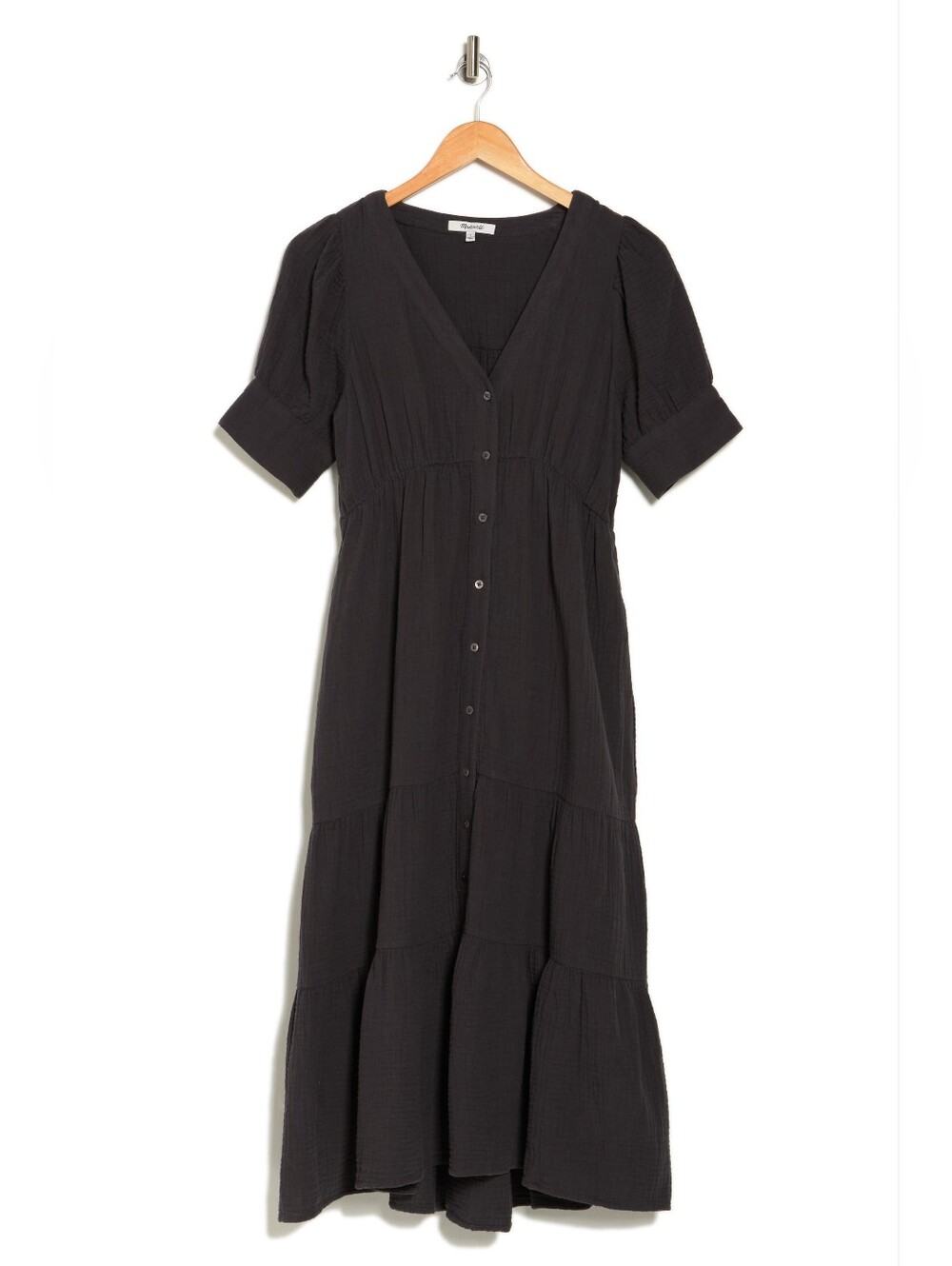 Madewell Lightspun Tiered Button Front Midi Dress Size 8